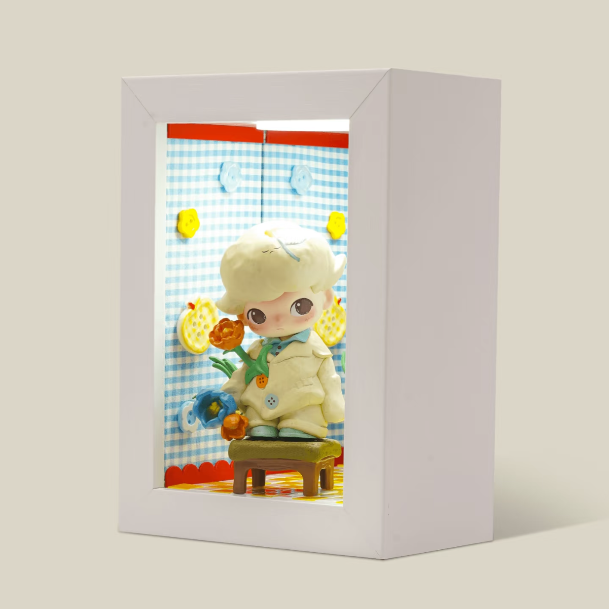 Button Corridor — Infinity Mirror Figure Display Shadow Box
